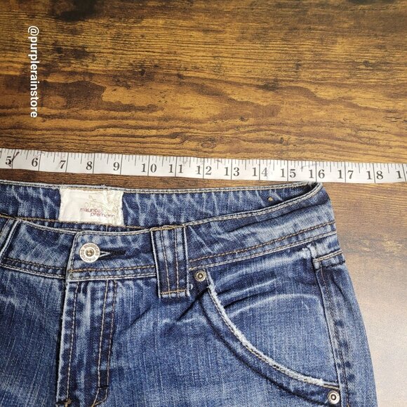 Vtg Maurices Jeans 10 Flare Mid Rise Button Flap Thick Stitch Boho Western - Picture 6 of 12